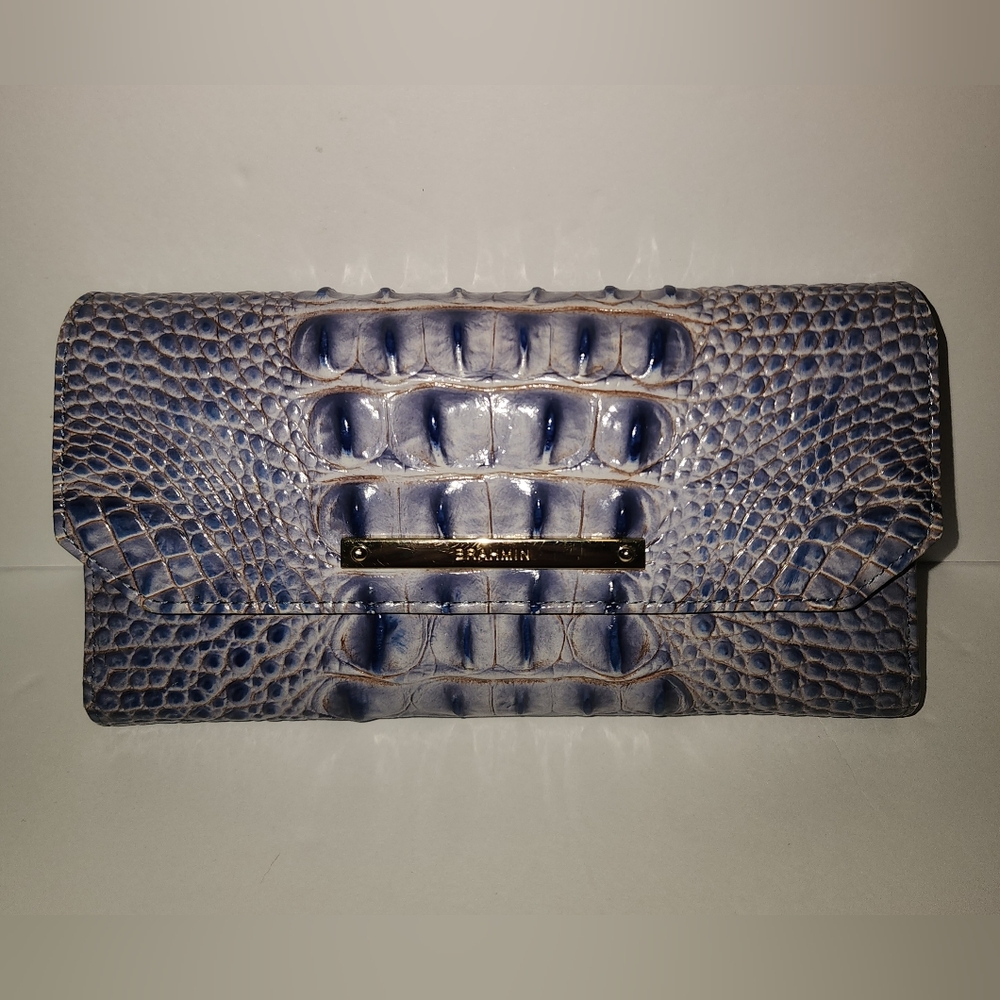 Brahmin Soft Checkbook Wallet In Washed Indigo